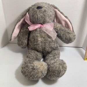 VTG Fiesta 15.5 Natural Mix Color Bunny Rabbit Plush Pink Bow Stuffed Animal Toy